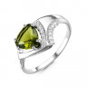Серебряное кольцо с фианитом оливкового цвета 828
