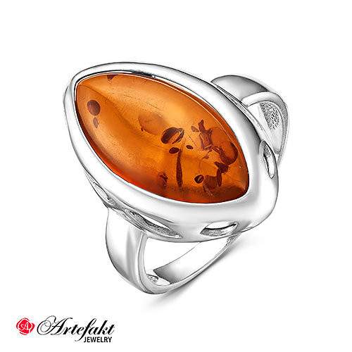 Серебряное кольцо 925 пробы с янтарем - 576
